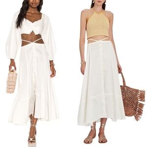 NWT Cult Gaia Dani Button Front Maxi Skirt in Off White Sz. L